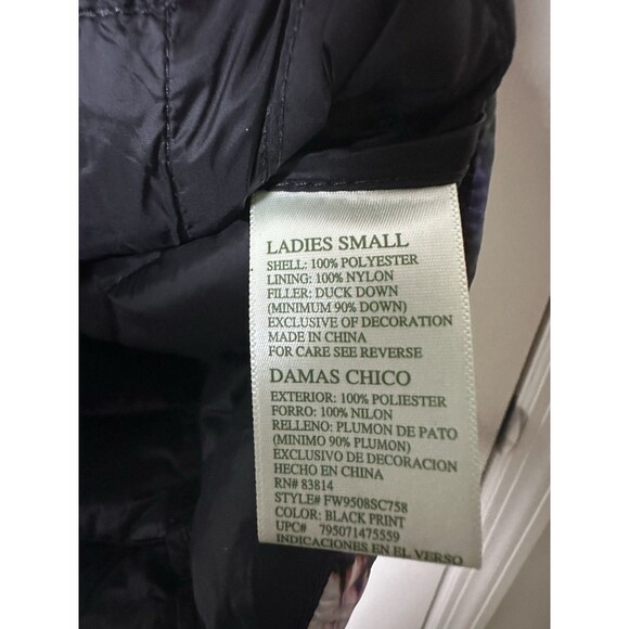 Tangerine Puffer Vest Packable Black Multi Color Watercolor Size Small Women’s - Picture 5 of 8